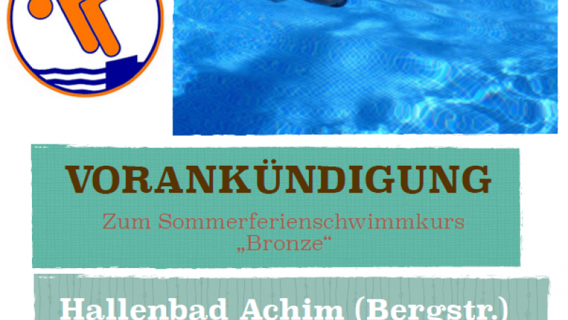 Sommerferienschwimmkurs „Bronze“ der Schwimmabteilung des TSV Achim
