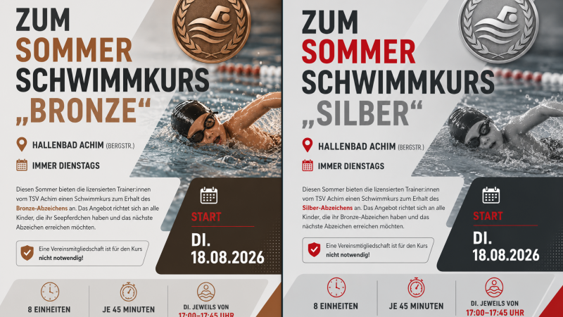 Sommerschwimmkurse 2026 - Abzeichen BRONZE & SILBER